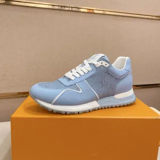 Louis Vuitton Tênis Lifestyle Azul Branco Monogramados em Tecido com Aba de Calcanhar Perfurada