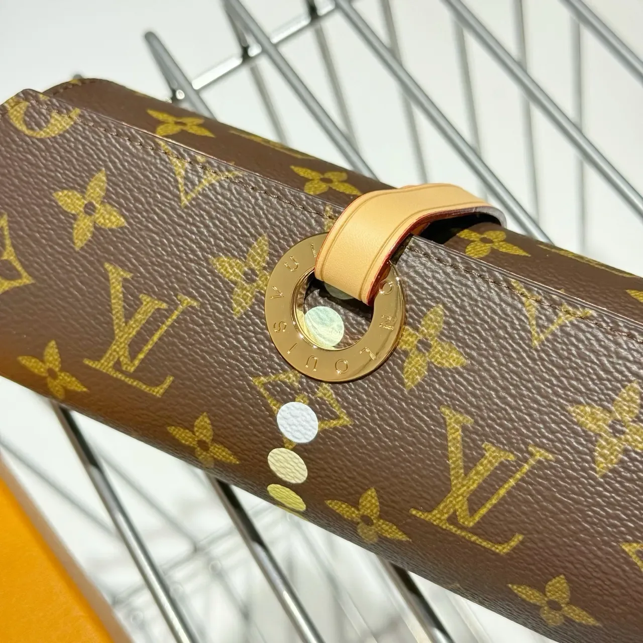 Louis Vuitton Brown Beige Monogram Canvas Cylindrical Roll-Top Wristlet 4