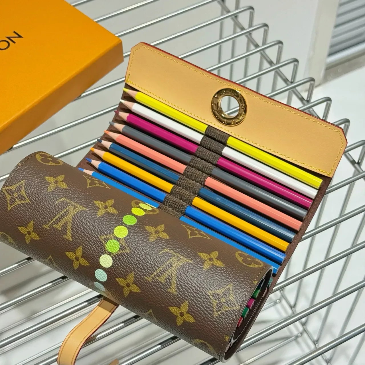 Louis Vuitton Brown Beige Monogram Canvas Cylindrical Roll-Top Wristlet 6