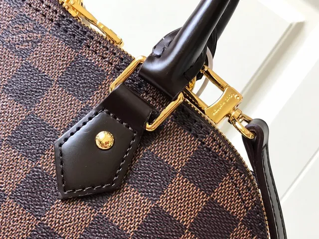 Louis Vuitton marron noir damier toile coupole supérieure silhouette sac boston 6