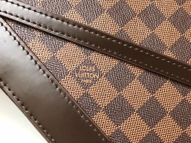 Louis Vuitton marron noir damier toile coupole supérieure silhouette sac boston 7