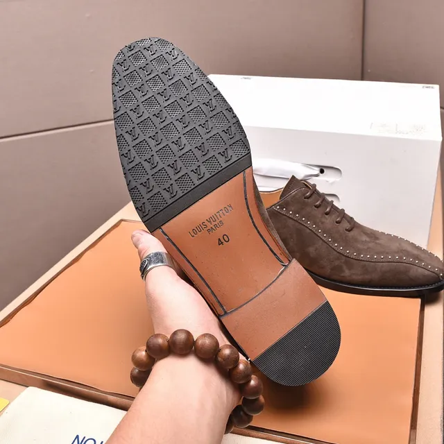 Louis Vuitton Marrom Preto Suede Superior Bico Quadrado Brogue 3