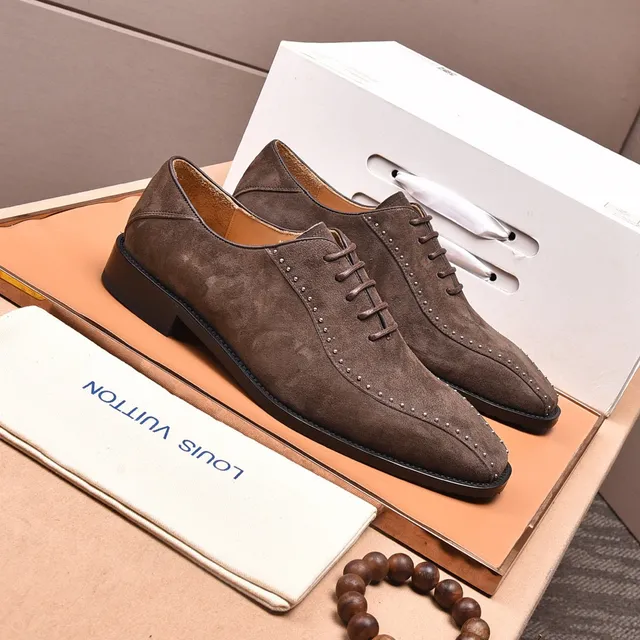 Louis Vuitton Marrom Preto Suede Superior Bico Quadrado Brogue 5