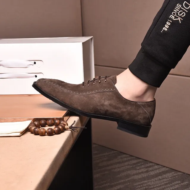Louis Vuitton Marrom Preto Suede Superior Bico Quadrado Brogue 6