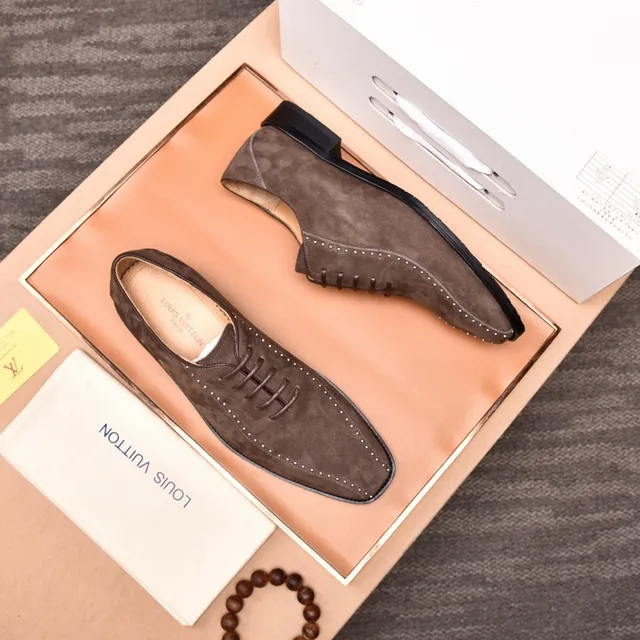 Louis Vuitton Marrom Preto Suede Superior Bico Quadrado Brogue 7
