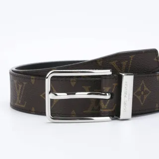 Louis Vuitton भूरा सोने का मोनोग्राम कैनवास रिवर्सिबल डिजाइन चमड़े का बेल्ट
