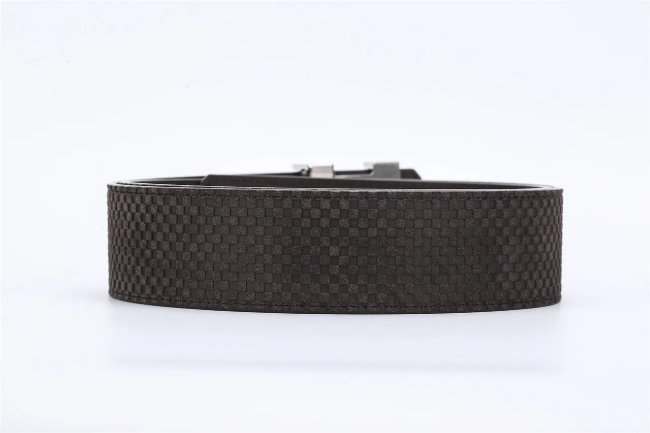 Louis Vuitton Brown Silver Woven Textured Strap Polished LV Buckle Leather Belt 4