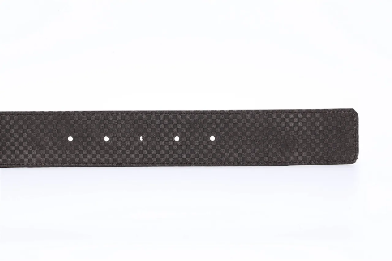 Louis Vuitton Brown Silver Woven Textured Strap Polished LV Buckle Leather Belt 9