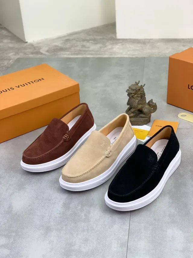 Louis Vuitton Brown White Suede Upper Platform Sole Loafer 2