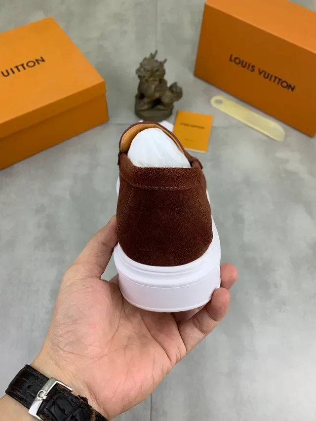 Louis Vuitton Brown White Suede Upper Platform Sole Loafer 4