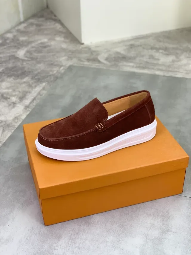 Louis Vuitton Brown White Suede Upper Platform Sole Loafer 5