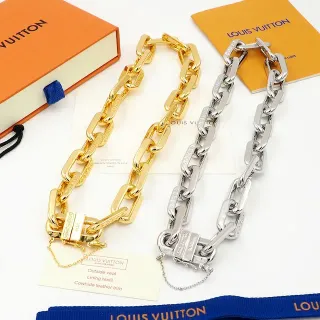 Louis Vuitton سوار سلسلة ذهبي وفضي رابط سميك