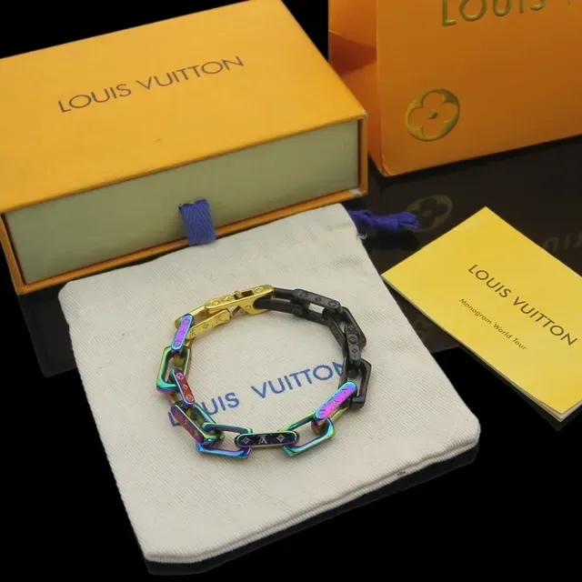 Louis Vuitton Bracelet Chaîne Multicolore Chunky Link Gravé Monogramme 6