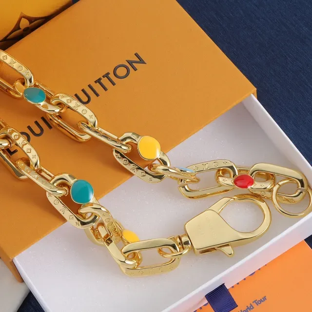 Louis Vuitton Chain Reaction Gold Multicolor Chunky Enamel-Accented Bracelet 3