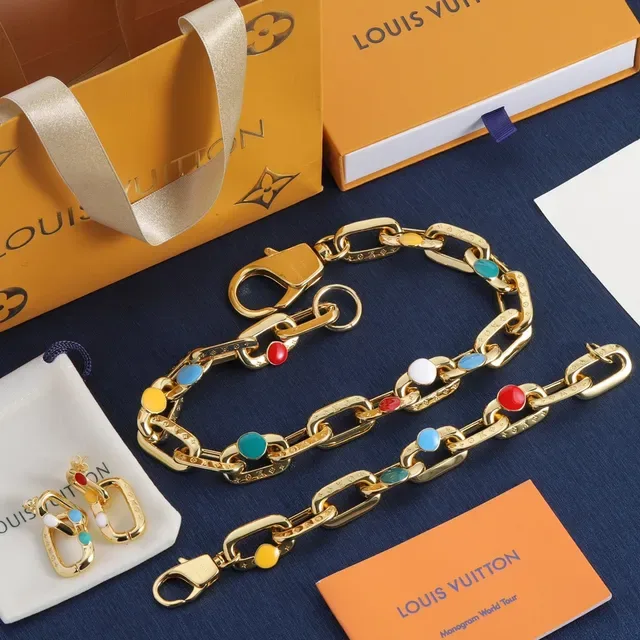 Louis Vuitton Chain Reaction Gold Multicolor Chunky Enamel-Accented Bracelet 6