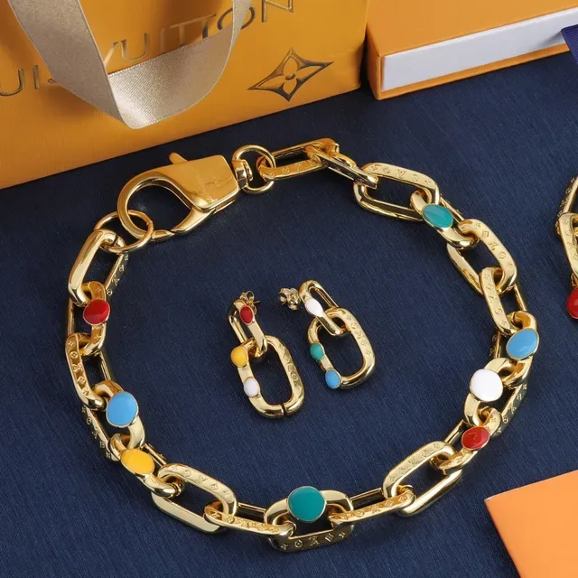 Louis Vuitton Chain Reaction Gold Multicolor Chunky Enamel-Accented Bracelet 8