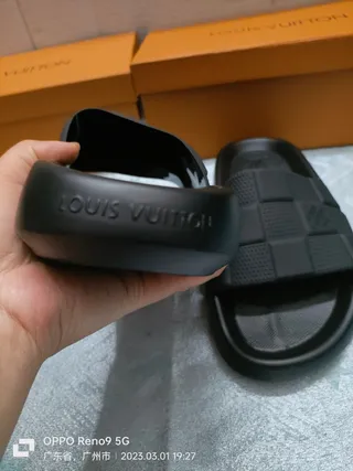 Louis Vuitton Checkerboard Strap Black Slippers 2
