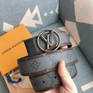 Louis Vuitton Cinturão Circular Cinturão Cinza Monograma Eclipse Cinturão de Couro