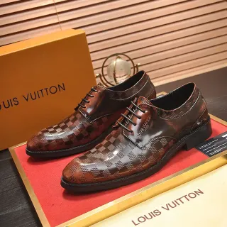 Louis Vuitton Damier Check Chaussures Oxford Marron Poli