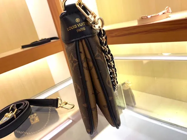 Louis Vuitton Dauphine Marrom Preto Monogram Canvas Alça Corrente Bolsa 3
