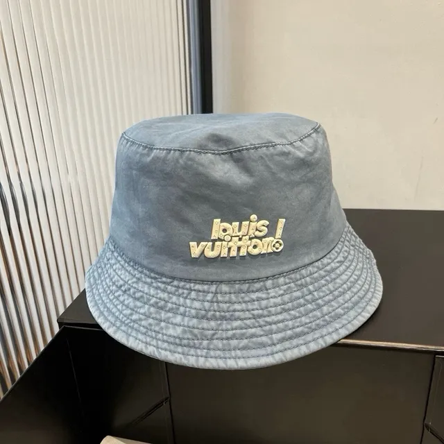 Louis Vuitton Embroidered Logo Light Wash Denim Bucket Hat 8