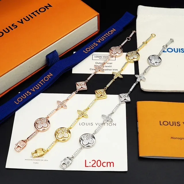Louis Vuitton Pulseira Floral Quatrofolhas Pavê Cristal Ouro Rosa 4