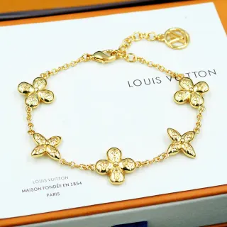 Louis Vuitton سوار سلسلة نقش زهرة ذهبي
