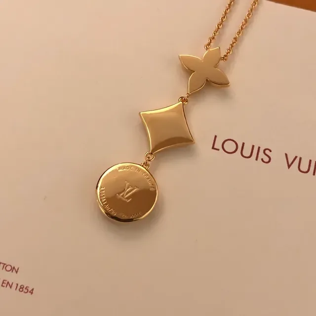 Louis Vuitton 花朵图案 金色 珍珠母贝 项链 6