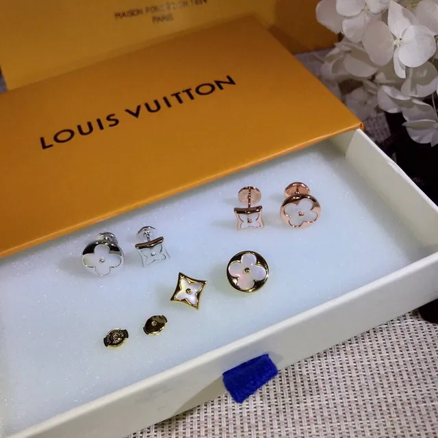 Louis Vuitton Brincos Motivo Floral Flores Rosa Vermelho Acabamento Esmalte 6