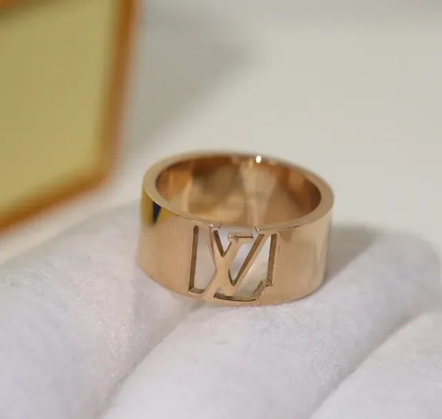 Louis Vuitton Gold Silver Wide-Band Monogram Cutout Ring 6