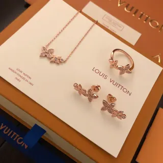 Louis Vuitton সোনালি স্বচ্ছ গোলাপ Pavé-Set ক্রিস্টাল নেকলেস