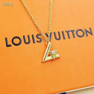 Louis Vuitton Corrente de Ouro Branco Monograma Geométrico Pendente
