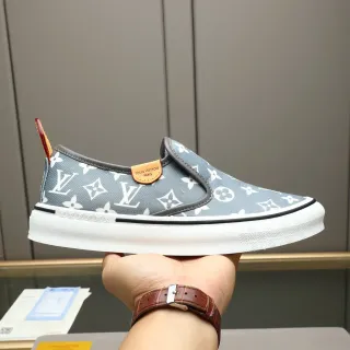 Louis Vuitton Gris Blanco Monograma Lona Slip-On Lifestyle Sneakers