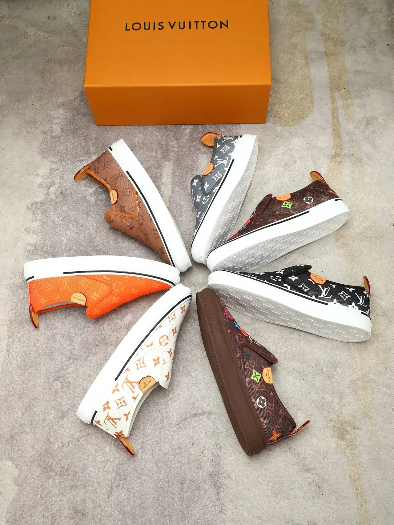 Louis Vuitton Gray White Monogram Canvas Slip-On Lifestyle Sneakers 2