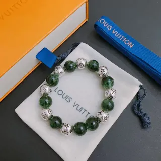 Louis Vuitton 绿色银色串珠蒙格图案手链