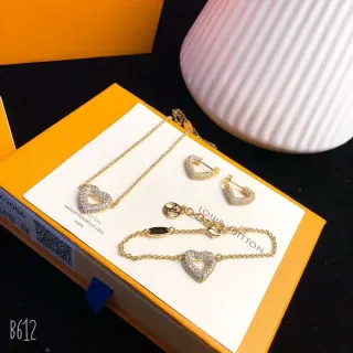 Louis Vuitton Corazón Oro Plata Pavé Cristal Collar