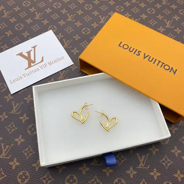 Louis Vuitton Heart Monogram Gold-Tone Earrings 3
