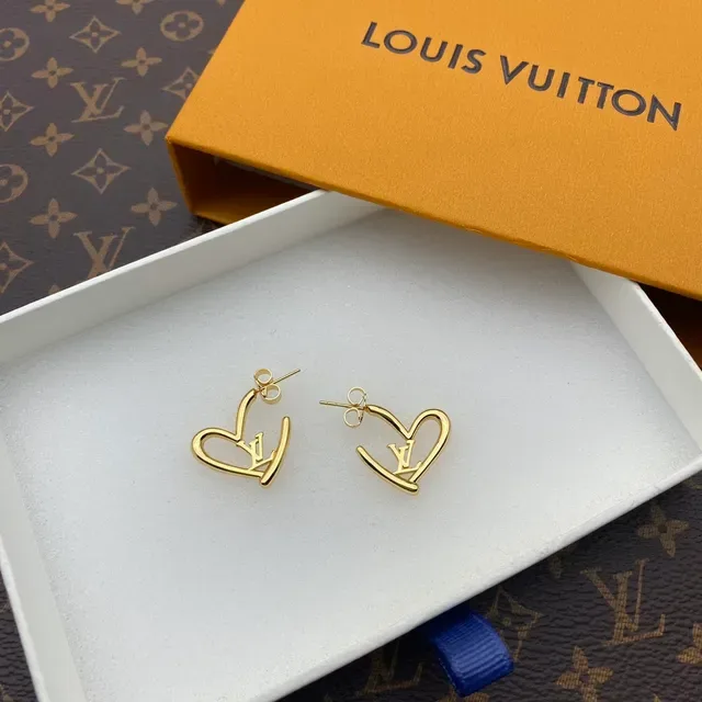 Louis Vuitton Heart Monogram Gold-Tone Earrings 4