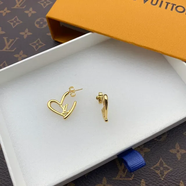 Louis Vuitton Heart Monogram Gold-Tone Earrings 5