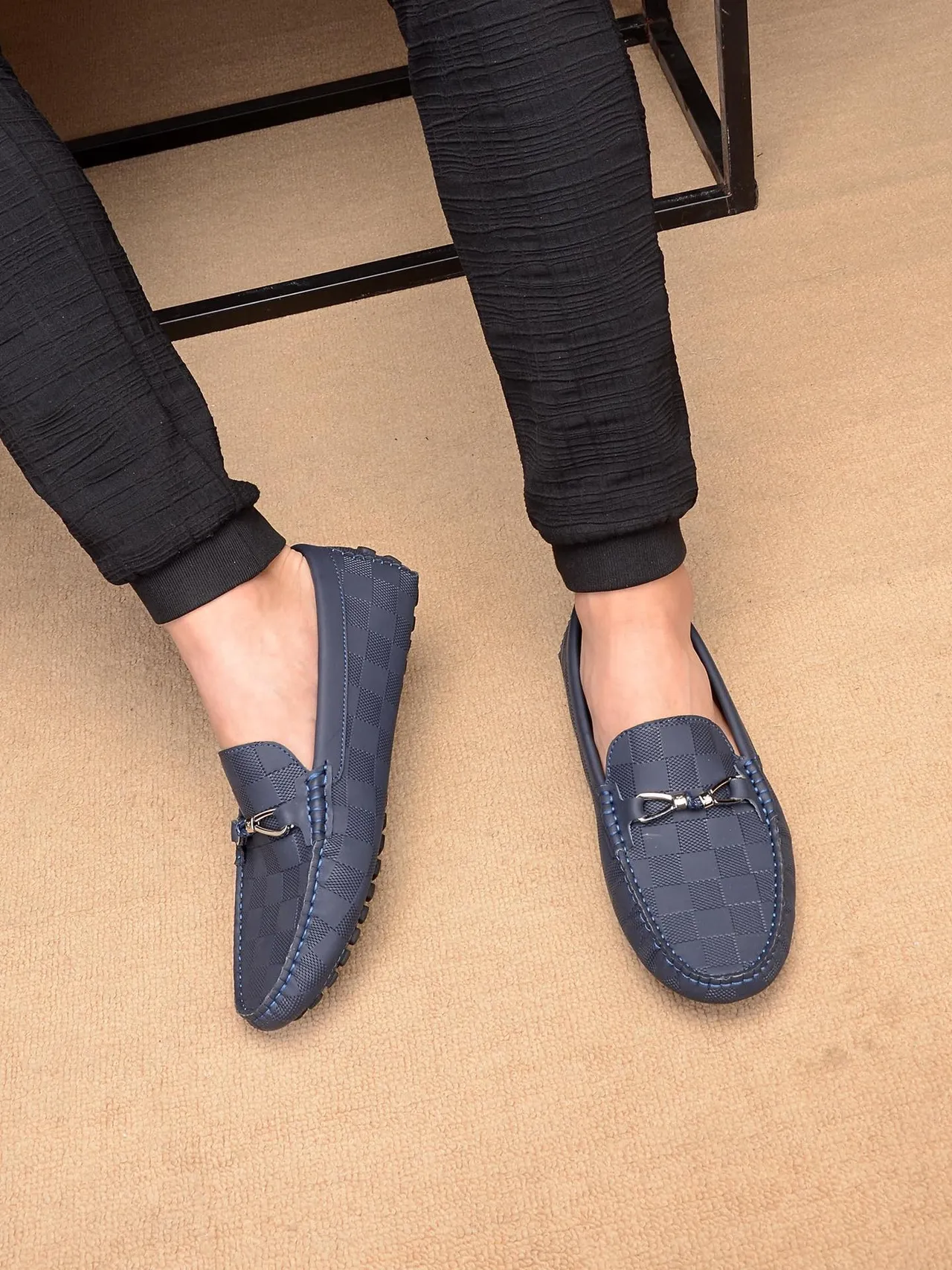 Louis Vuitton Horsebit 1955 Navy Damier Loafers 2