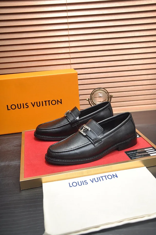 Louis Vuitton Loafer Black Pebbled Leather LV Buckle Loafers 8