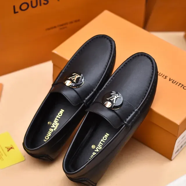 Louis Vuitton 黑色银色皮革便士乐福鞋 3