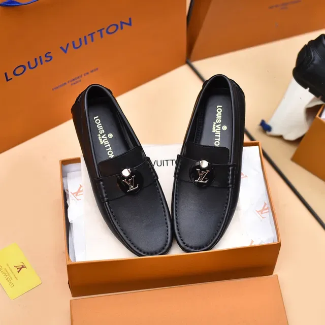 Louis Vuitton 黑色银色皮革便士乐福鞋 4