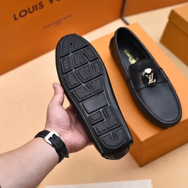 Louis Vuitton 黑色银色皮革便士乐福鞋 5