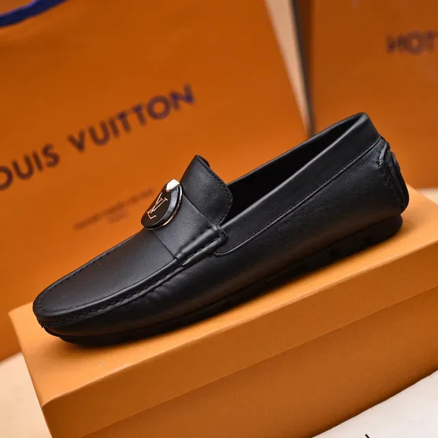 Louis Vuitton 黑色银色皮革便士乐福鞋 6