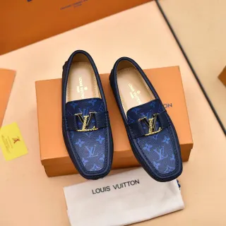 Louis Vuitton লুফার নৌবাহিনী সোনালি মোনোগ্রাম-প্রিন্টেড চামড়া LV বাকল স্ট্র্যাপ লুফার