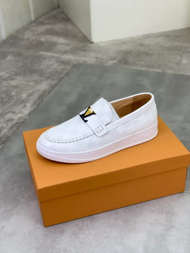 Louis Vuitton Loafer White Checkered Damier Leather Loafer 4