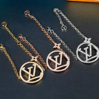 Louis Vuitton LV Circle Pulsera Cadena de eslabones en oro y plata con Pavé-Set