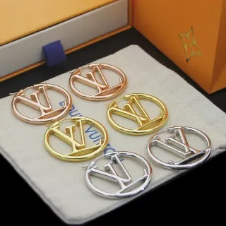 লুইস ভিটন LV Circle Hoop Gold Silver Circular Interlocking Monogram ইয়ারিংস