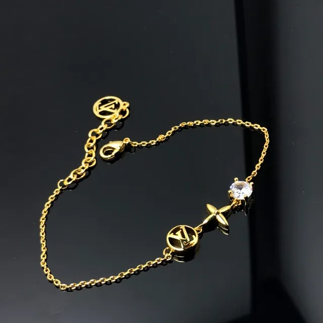 Louis Vuitton LV Flor Dorado Cristal Pulsera 2